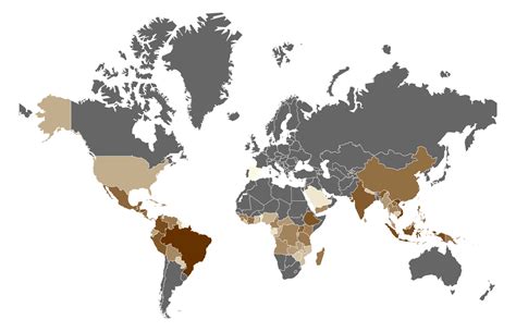 Coffee Map Of The World - Coffee And Tea World Map - BYOFB