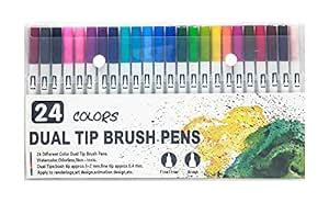 Amazon Brand - Umi 24 Colors Art Dual Tips Coloring Brush Fineliner ...