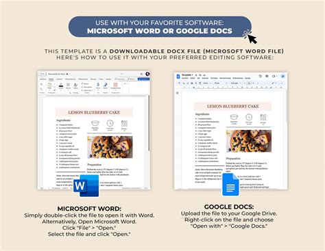 Editable Recipe Template Bundle: Minimalist MS Word & Google Docs ...