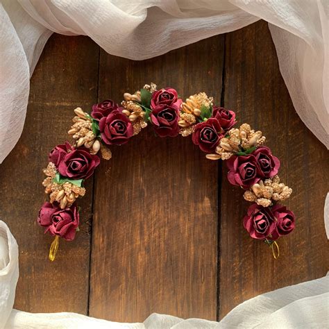 Flexible Double Rose Bridal Hair Bun Artificial Flower Accessory - Mar