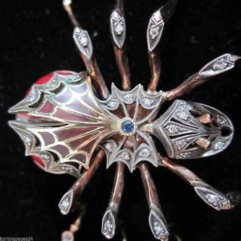 Antique Victorian 14k Gold Spider Brooch Pin Henrik Wigstrom of Faberge ...