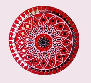 Buy Kutch Lippan/Mud Mirror Art Wall Hanging, Red, 12 inches Online at ...