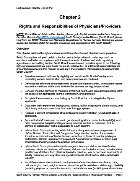 Provider Manual, Ch.2 Rights and Responsibilities of Physicians ...
