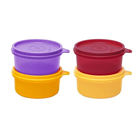 Tupperware Plastic Spill proof Tropical Bowls (Multicolour, 210ml, 4 ...