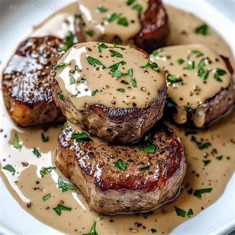 Peppercorn Steak with Creamy Sauce Recipe | Gourmet Steak Dinner ...