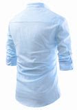 Men's Cotton Fabric Roll Up Sleeve Sky Blue Kurta – Apektra