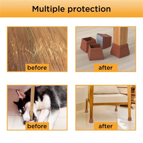 Snapklik.com : 16 PCS Square Chair Leg Floor Protector, Silicone Chair ...