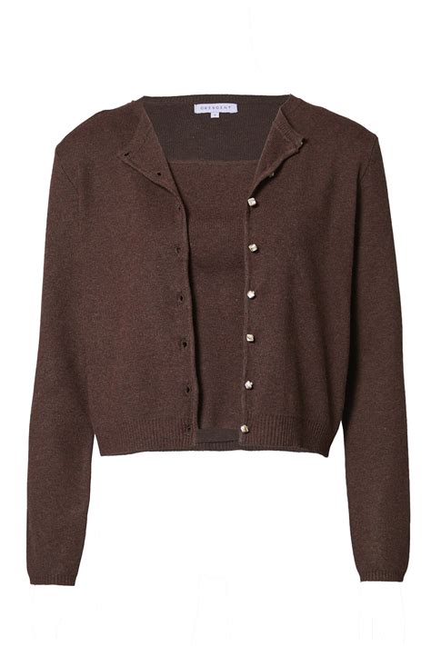 Cardigan & Tank Set in Dark Brown | DAILYLOOK