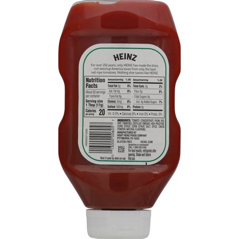 Heinz Ketchup Back Label