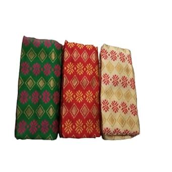 Silk-Cotton Blouse Piece Material for Women, Unstitched, Combo of 3 (1 ...