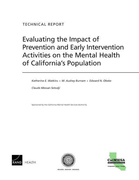 Evaluating the Impact of Prevention and Early Intervention Activities ...