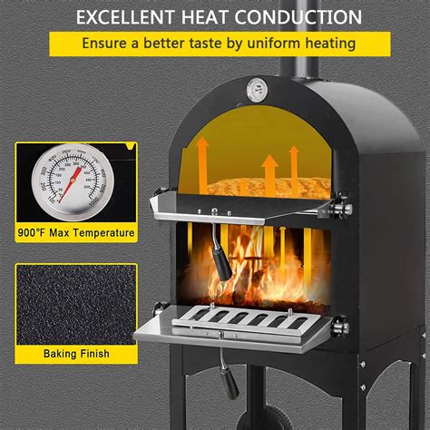 Outdoor Pizza Oven 12", Portable Wood Fire Pizza Maker with Chimney and ...