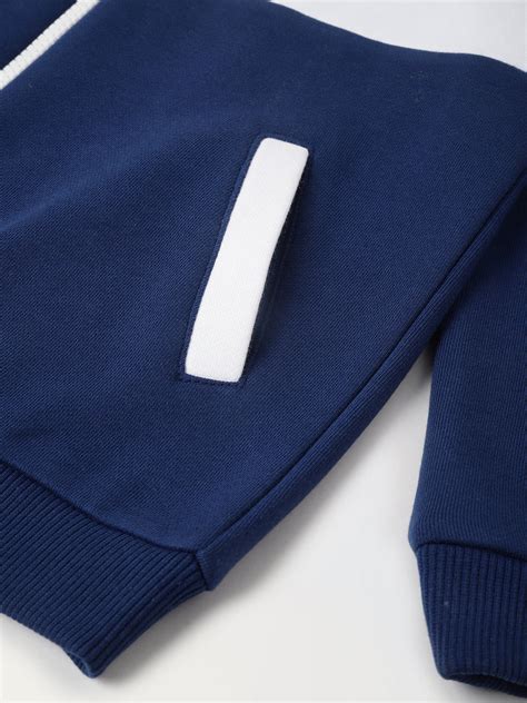 Chic Blue & Navy Unisex Set with Zip Closure, Knit Fabric & High Neck ...