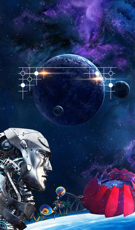 创意机器人宇宙科幻科技展海报背景背景素材免费下载(图片编号:9257943)-六图网