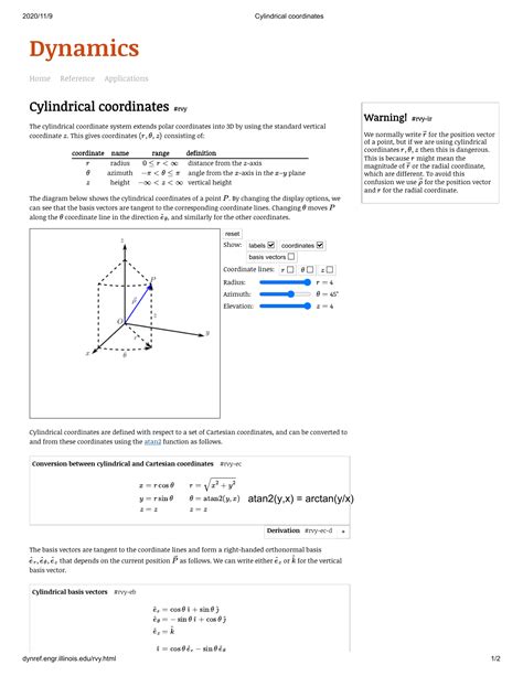 Image result for Cylindrical Coordinates Explained