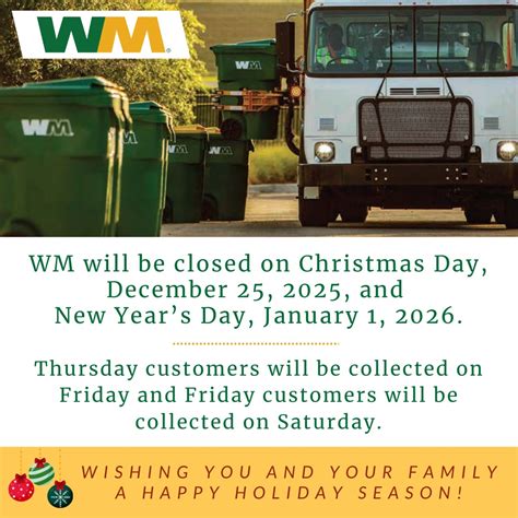 Holiday Service Schedule - Waste Management - Cameron Parish Police Jury