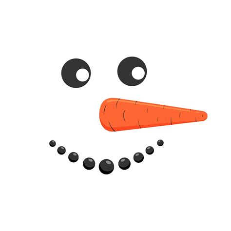 Funny smiling snowman face with carrot nose. Winter holidays design ...