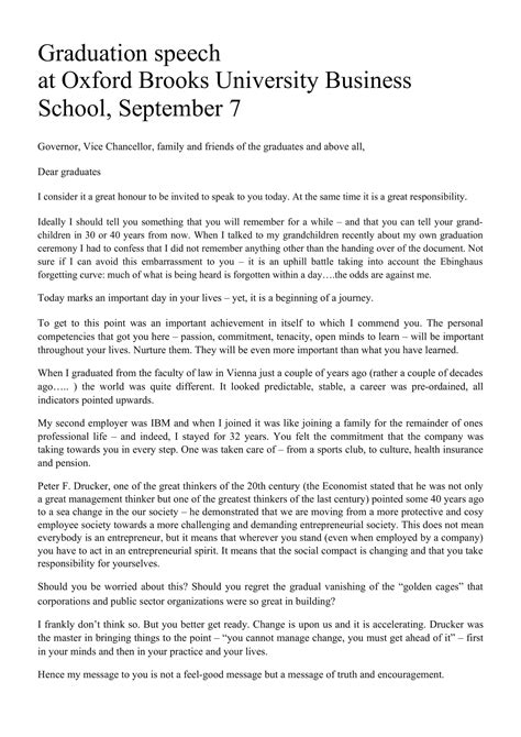 Free Printable Graduation Speech Templates [PDF] For Students