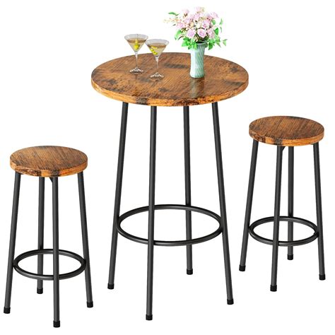 Hooseng Bar Table Set, Pub High Table Set, Counter Dining Table with 2 ...