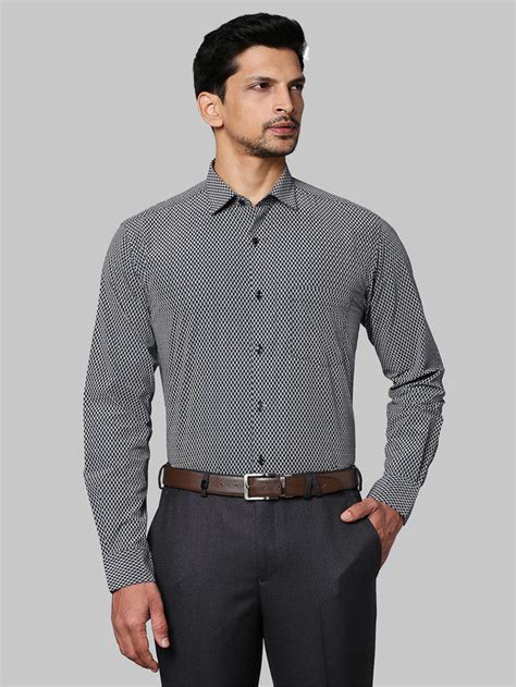 Park Avenue Blue Printed Slim Fit Cotton Formal Shirt – MyRaymond