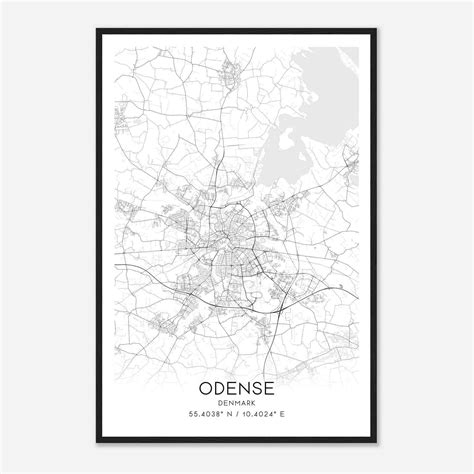 Odense Denmark Map Poster, Odense City Road Wall Art Print - Custom Maps & Posters