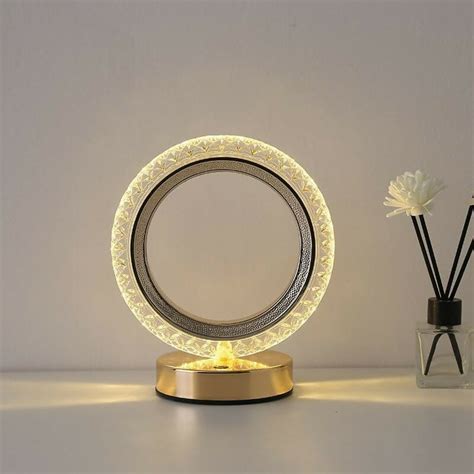 Round Crystal Cordless Table Lamp – Luxury Diamond Nightstand Light fo