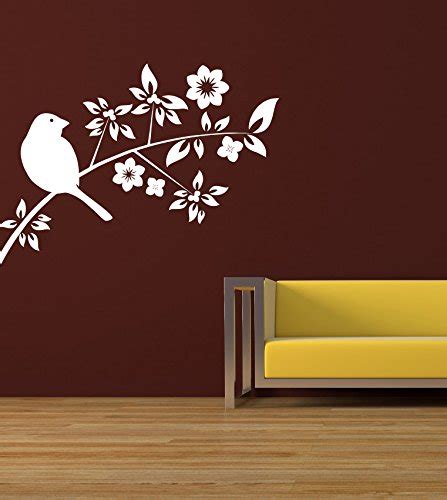 Decor Kafe 'Flower with Bird' Wall Sticker (PVC Vinyl, 55 cm x 40 cm ...