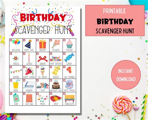 Printable Birthday Scavenger Hunt - astra.edu.pl