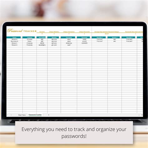 Editable Password Log Excel Spreadsheet, Account and Login Organizer ...