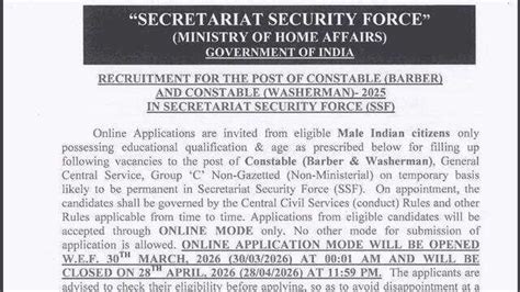 2026 ITBP recruitment for constable barber and washerman: Apply now