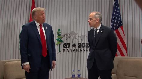 Trump calls out Trudeau during first meeting with Carney at G7