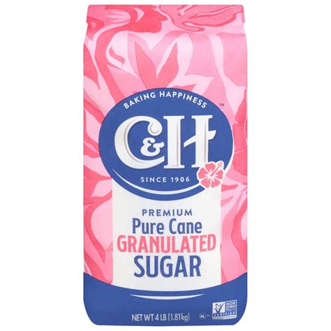 C&H Pure Cane Granulated Sugar, 4 lb, Pack of 2, Perfect for Baking and ...