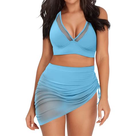 NMMUED Bikini with Cover Up, 3 Piece Swimsuits for Women, Bikini with ...
