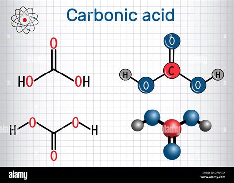 Carbonic acid (H2CO3) molecule Structural chemical formula and molecule ...