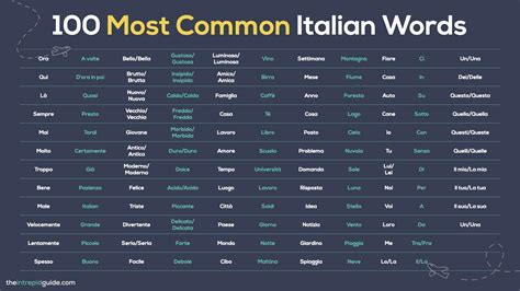 TOP 100 Most Common Italian Words + 📚 FREE PDF & Quiz - The Intrepid Guide