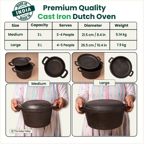 Buy Best Pre-seasoned Cast Iron Dutch Oven/Biryani Pot with Lid Online ...