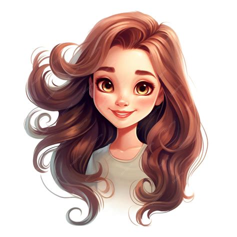 Premium AI Image | A cartoon drawing of a girl with long brown hair and ...