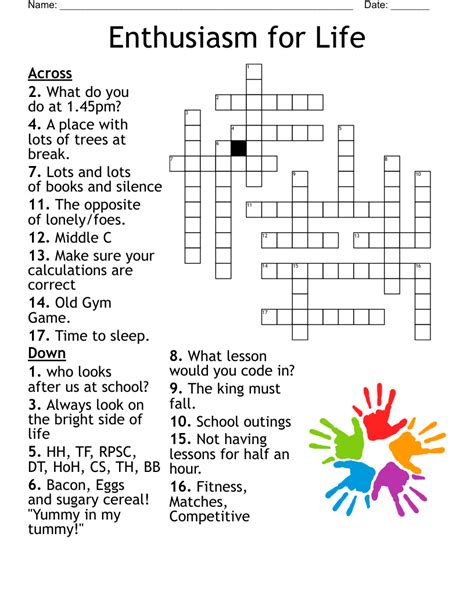 Enthusiasm for Life Crossword - WordMint