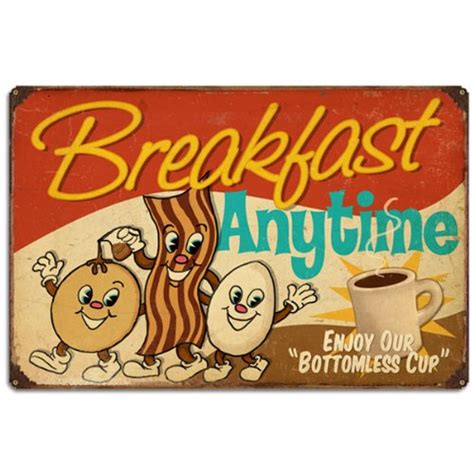 Retro Breakfast Large Tin Sign : Amazon.in