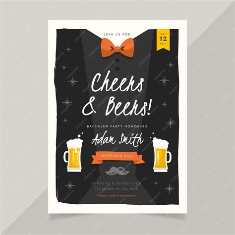 Plantilla de invitación de despedida de soltero plana | Vector Premium