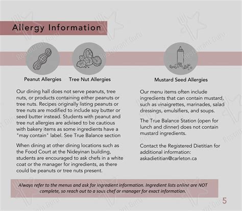 Menu at Teraanga Commons Dining Hall restaurant, Ottawa