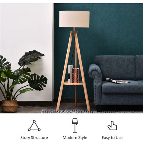 Modern Tripod Floor Lamp with Shelf