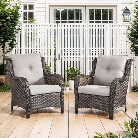 Amazon.com: Belord High Back Patio Chairs Set of 2 - Brown Wicker ...