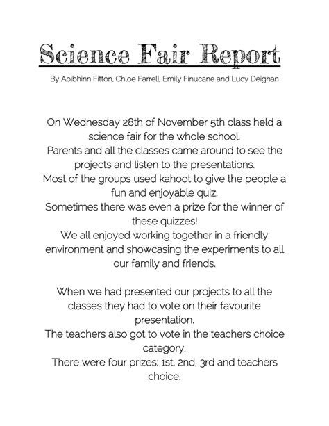 Examples of a Science Fair Report 的图像结果