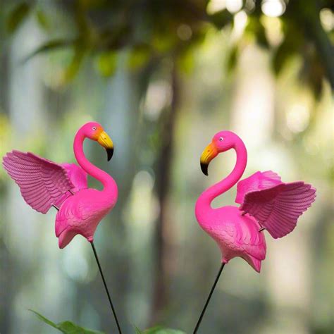Metal & PVC Flamingo Garden Stakes (Pack of 2) – The Decorshed