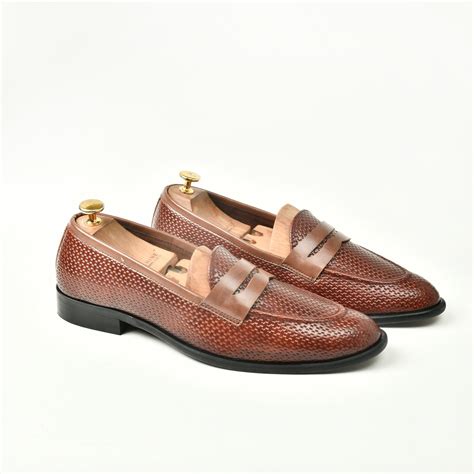 Woven Leather Slip Ons - Brown – Lozano