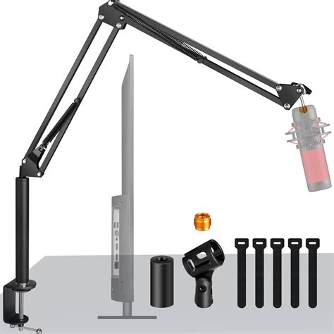 Microphone Arm, Upgraded Mic Arm Microphone Stand Boom Suspension Stand ...