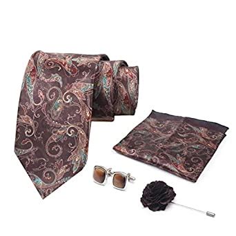 Buy Axlon Tie for Men – Self Silk Neck Ties Set with Cufflinks Flower ...