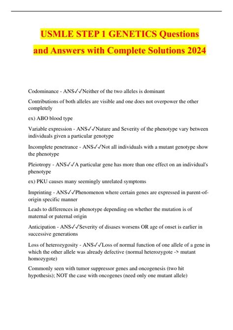 Image result for USMLE Genetics Questions
