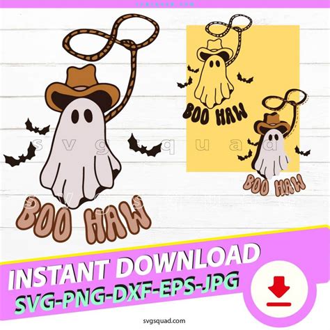 Boo Haw SVG PNG, Ghost Cowboy Hat Western Halloween, Cowboy Svg Cricut